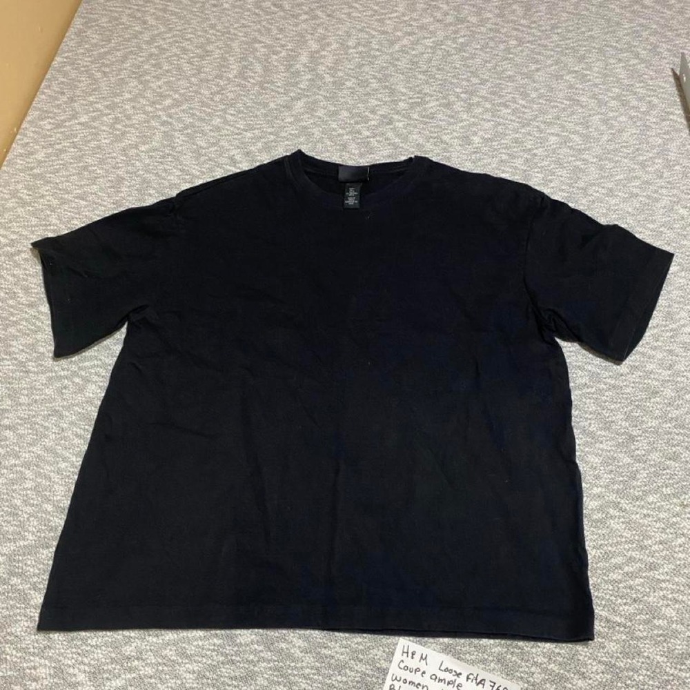 H&M black loose fit t-shirt women  L. SKU-A768#slimfit